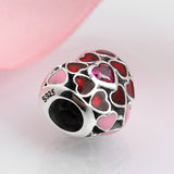 S925 Sterling Silver Ruby Heart Bead Pendant