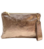 Italian Pebbled Leather Zip Wristlet Clutch wholesale