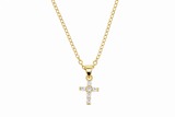 Cross Cubic Zirconia Gold Plated Sterling Silver Necklace
