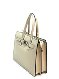 Italian Structured Italian Leather Belted Satchel