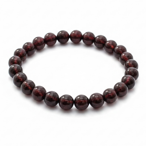 Crystal Garnet Round Bead Bracelet