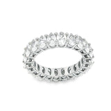 Rhodium Oval Cut CZ Paved Ring