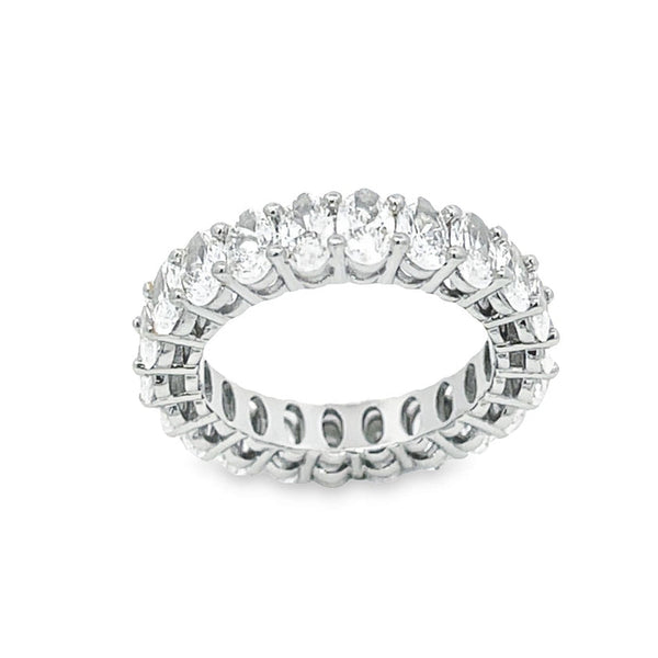 Rhodium Oval Cut CZ Paved Ring