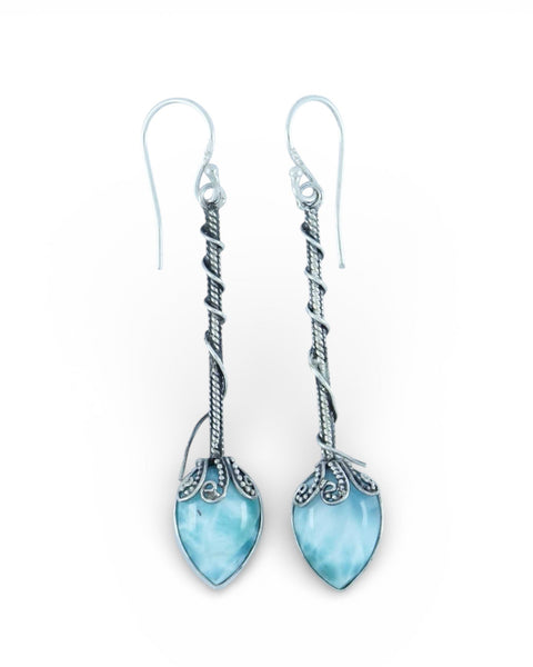 Larimar Twined Sterling Silver Earrings