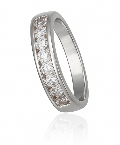 Cubic Zirconia Sterling Silver Band