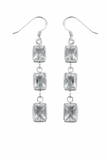 Cubic Zirconia Triple Drop .925 Sterling Silver Earrings