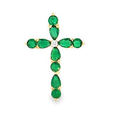 Gold Filled 18K Green CZ Stone Cross Pendant (A338)