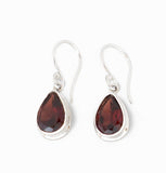 Garnet Teardrop Sterling Silver Earrings