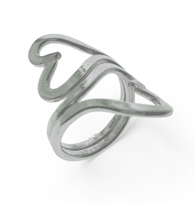 Wire Double Hear Wrap Sterling Silver Ring
