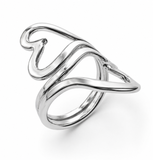 Wire Double Hear Wrap Sterling Silver Ring