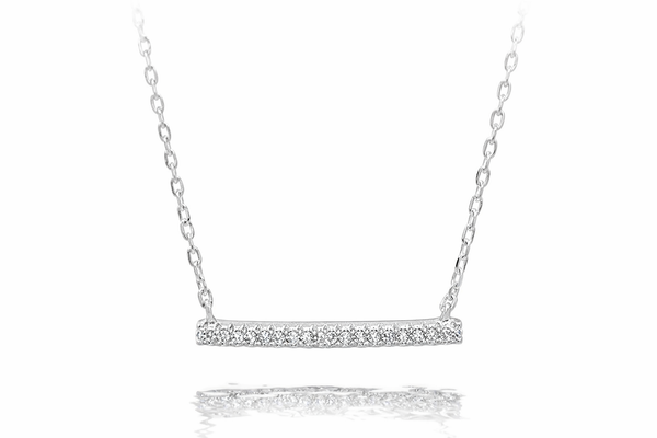 A Sterling Silver Bar Cubic Zirconia Necklace