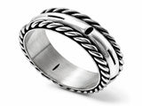 Oxidised Plait Edge Sterling Silver Band