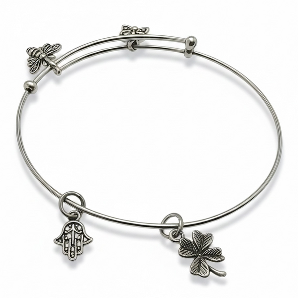 Charm Sterling Silver Expandable Bangle
