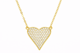 Heart Cubic Zirconia Gold Plated Sterling Silver Necklace