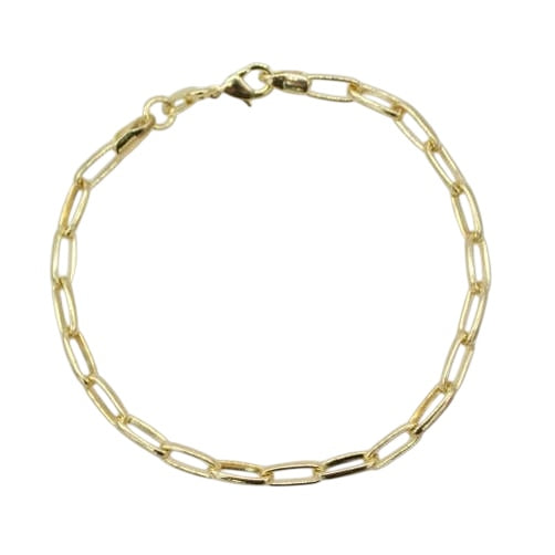 Gold 18 K Filled 3mm Paper Clip Link Bracelet (I427)