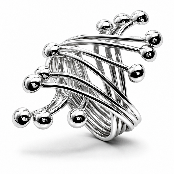 Wire Tangle Ball Sterling Silver Ring