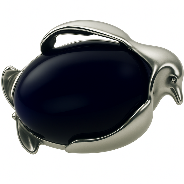 Penguin Catseye .925 Sterling Silver Brooch