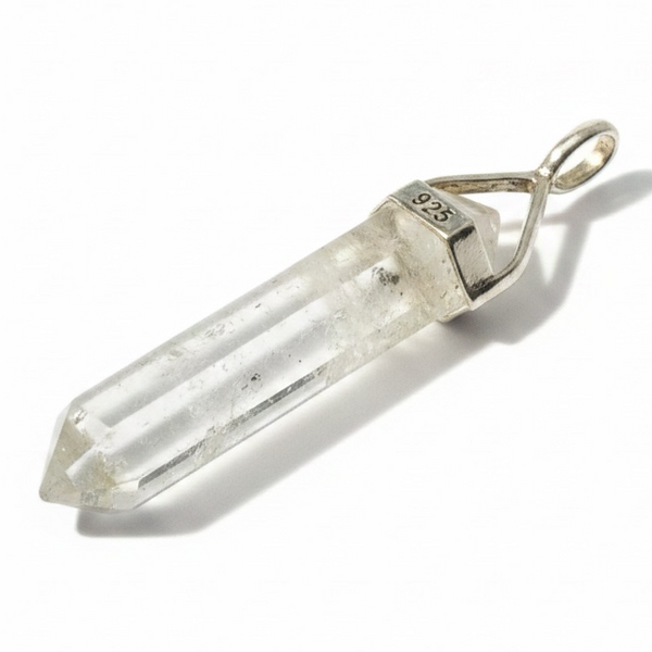 Crystal Clear Quartz Double Terminated Point Sterling Silver Pendant