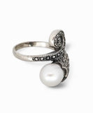 Pearl Snake Wrap Sterling Silver Ring