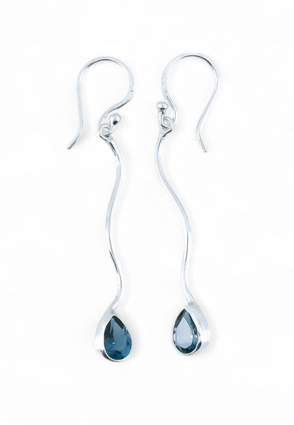 Blue Topaz Swirl Sterling Silver Earrings