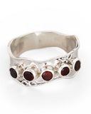 Garnet Sterling Silver Band