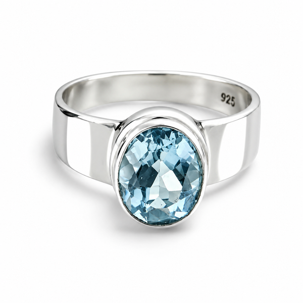Blue Topaz Sterling Silver Ring