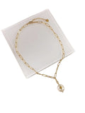 Stainless Steel Imitation Pearl Irregular Trend Link Necklace
