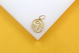 Gold Filled 18K Coin Disc Medallion Zodiac Horoscope Charm Pendant