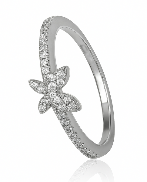 Cubic Zircon Butterfly Sterling Silver Ring