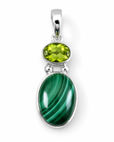 Malachite & Peridot Sterling Silver Pendant