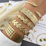 Leaves Bracelet, 18K Gold Plated Steel