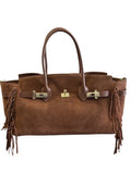 Italian Large Fringed Suede Leather Tote – Made in Italy