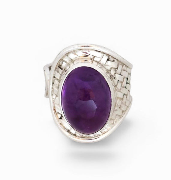 Amethyst Weaved Sterling Silver Wrap Ring