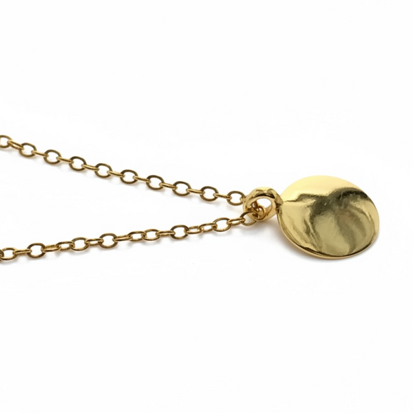 Gold Plated 14K Round Disc Sterling Silver Necklace