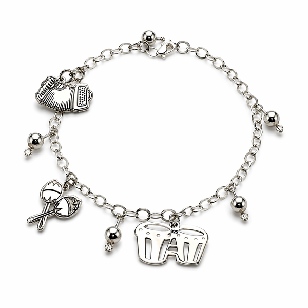 Musical .925 Sterling Silver Charm Bracelet