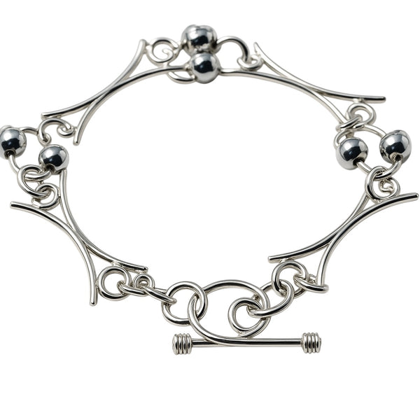 Geometric Ball Link Sterling Silver Bracelet