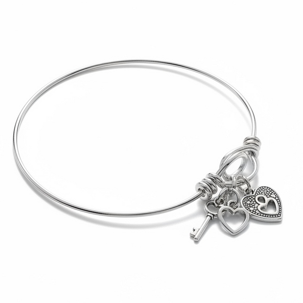 Sterling Silver Charm Bangle - 61mm