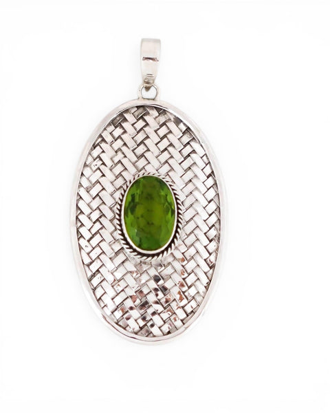 Peridot Weaved Sterling Silver Pendant