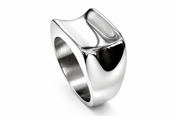 Plain Signet Sterling Silver Curved Ring - MA037