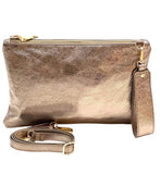 Italian Pebbled Leather Zip Wristlet Clutch wholesale