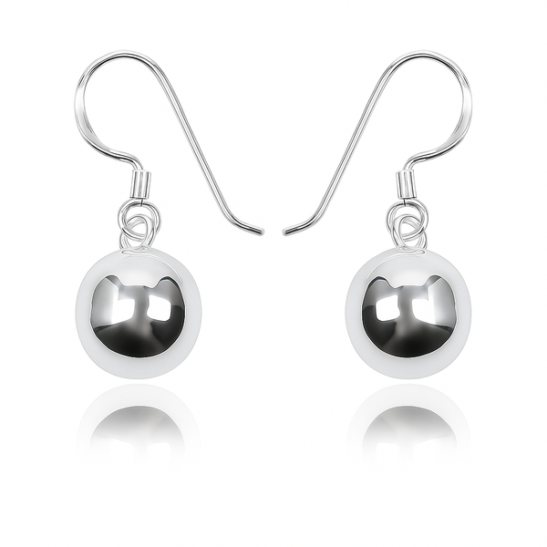Ball Drop 8mm Sterling Silver Earrings