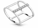 Fence Bar Cubic Zirconia Midi Ring | .925 Sterling Silver