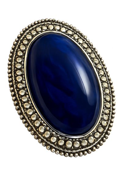 Paua Dyed Blue Sterling Silver Framed Ring