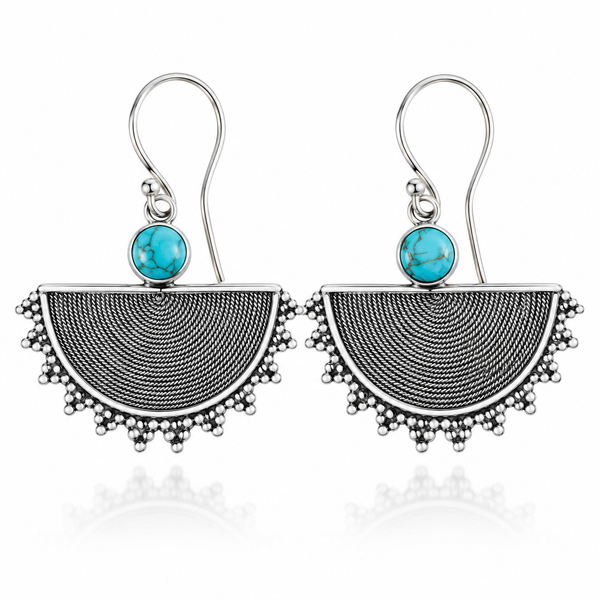 Turquoise Moon Sterling Silver Earring
