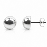 Ball Stud Half 8mm Sterling Silver Earrings