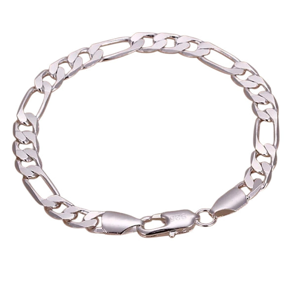 Silver Figaro Bracelet 6mm - 20cm Premium Chain