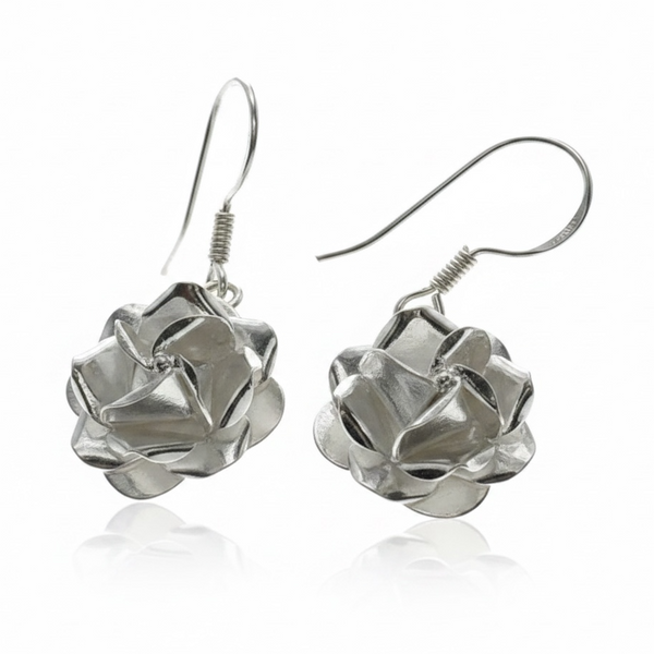 Rose Drop Sterling Silver Earrings