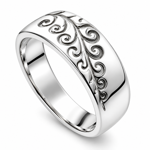Open Cutout Fern Sterling Silver Band - Nature-Inspired Statement Ring