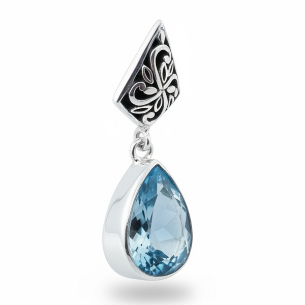 Blue Topaz Sterling Silver Pendant