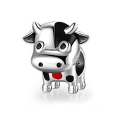 S925 Sterling Silver Cute Cow Bead Pendant